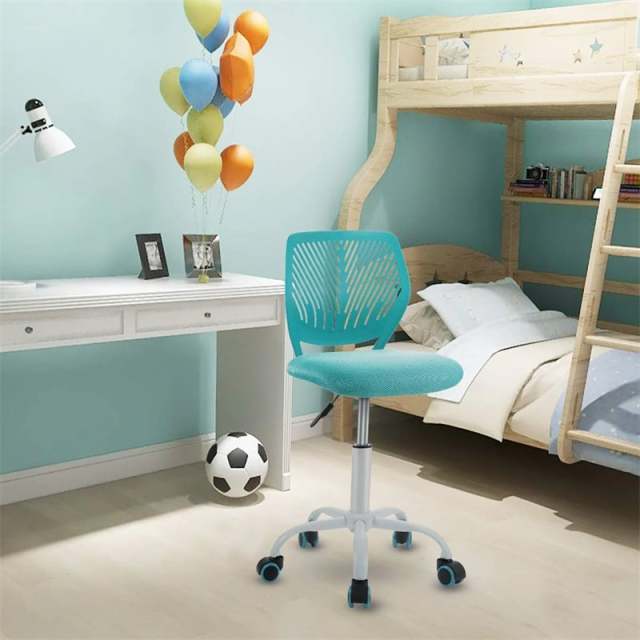 Kids Desk Chair, Height Adjustable Children Office Study Computer Chair with Lumbar Support, Mid Back Swivel Armless Mesh Task Student Chair