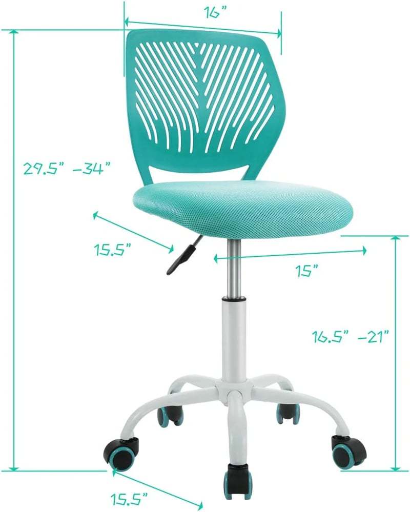 Kids Desk Chair, Height Adjustable Children Office Study Computer Chair with Lumbar Support, Mid Back Swivel Armless Mesh Task Student Chair