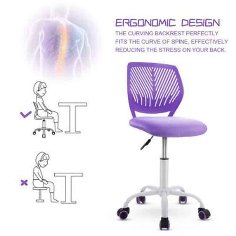 Kids Desk Chair, Height Adjustable Children Office Study Computer Chair with Lumbar Support, Mid Back Swivel Armless Mesh Task Student Chair