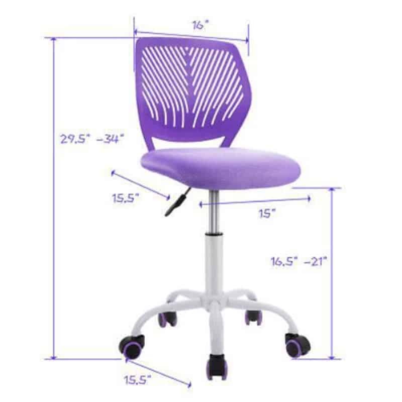 Kids Desk Chair, Height Adjustable Children Office Study Computer Chair with Lumbar Support, Mid Back Swivel Armless Mesh Task Student Chair