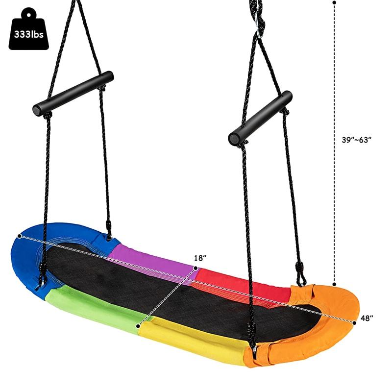 Saucer Tree Swing Adjustable Height Surfing Swing with Soft Handles & Padded Edge, Oval Hanging Platform Swing for Kids Outdoor Indoor Fun