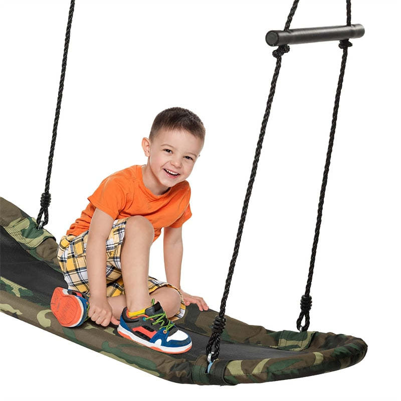 Saucer Tree Swing Adjustable Height Surfing Swing with Soft Handles & Padded Edge, Oval Hanging Platform Swing for Kids Outdoor Indoor Fun