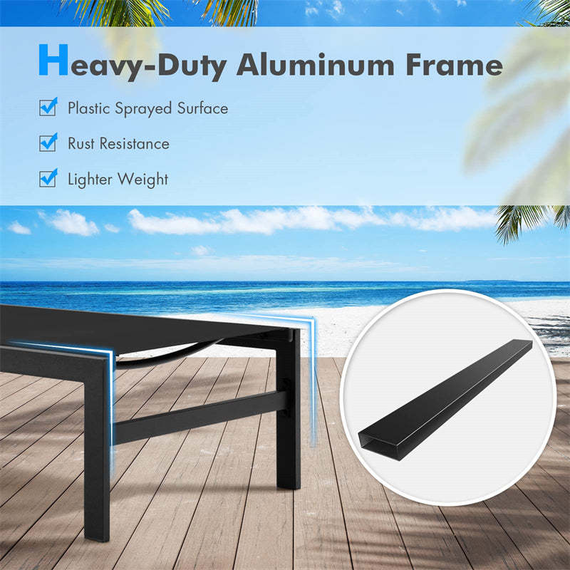 Aluminium Outdoor Chaise Lounge with 6-Position Adjustable Backrest,  Patio Lounge Chair Sun Lounger for Poolside, Backyard, Deck