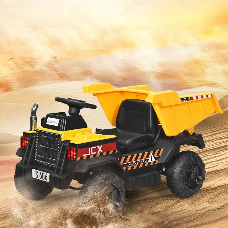 Kids Ride On Dump Truck 12V Battery Powered RC Construction Vehicle Ride On Tractor with Bucket & Electric Dump Bed