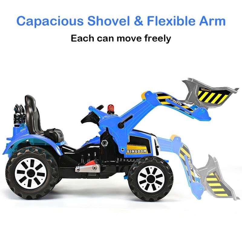 12V Kids Ride-On Excavator Truck, Battery-Powered Construction Vehicle with Front Loader Shovel, Ride-On Digger Toy for Boys Girls Ages 3-8