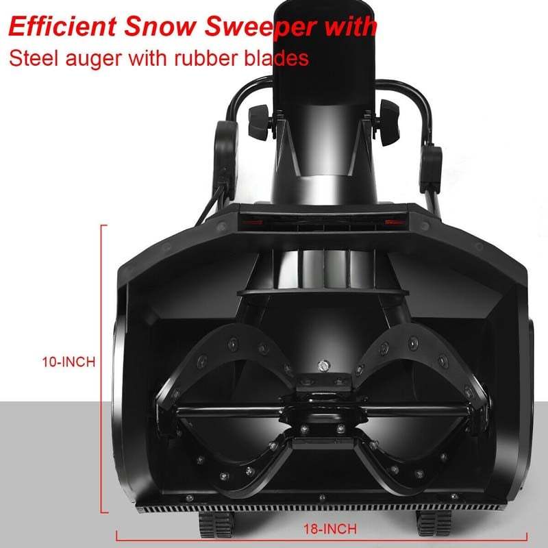 18 Inch Electric Snow Thrower 15 Amp Corded Snow Blower 720Lbs/Minute with 180° Chute Rotation & 2 Transport Wheels