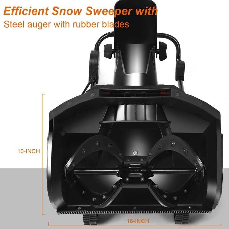 18 Inch Electric Snow Thrower 15 Amp Corded Snow Blower 720Lbs/Minute with 180° Chute Rotation & 2 Transport Wheels