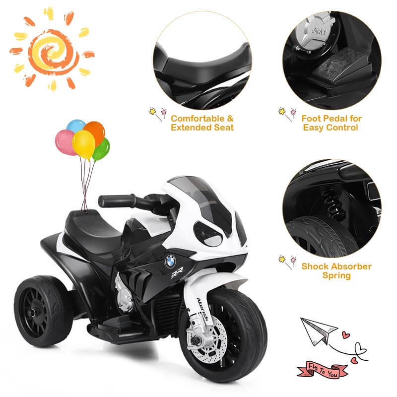 Kids Ride on Motorcycle, Licensed BMW 6V Battery Powered 3-Wheel Motorcycle Car Toy with Lights & Music