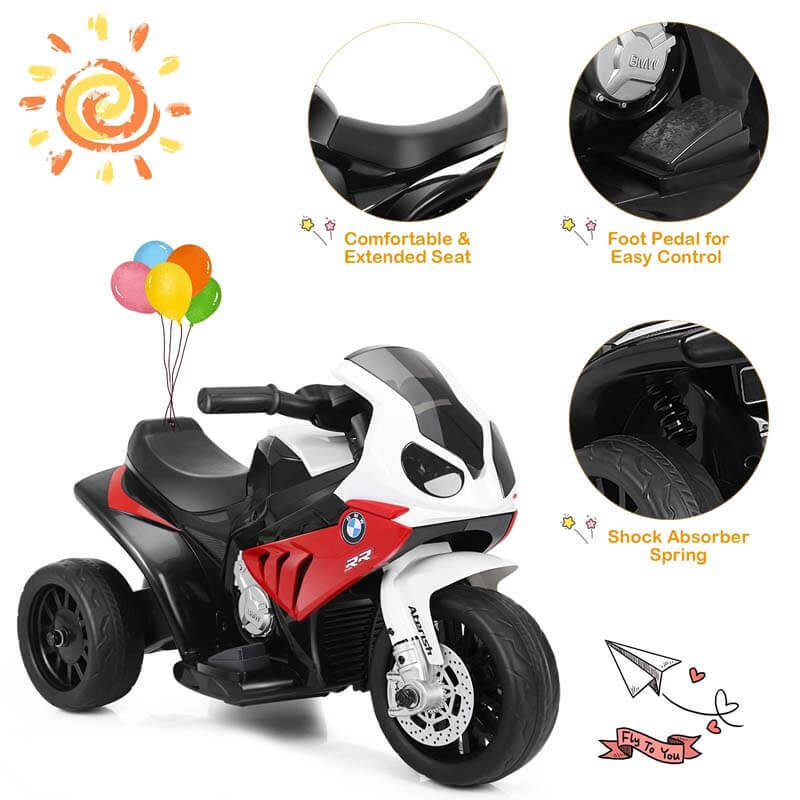 Kids Ride on Motorcycle, Licensed BMW 6V Battery Powered 3-Wheel Motorcycle Car Toy with Lights & Music