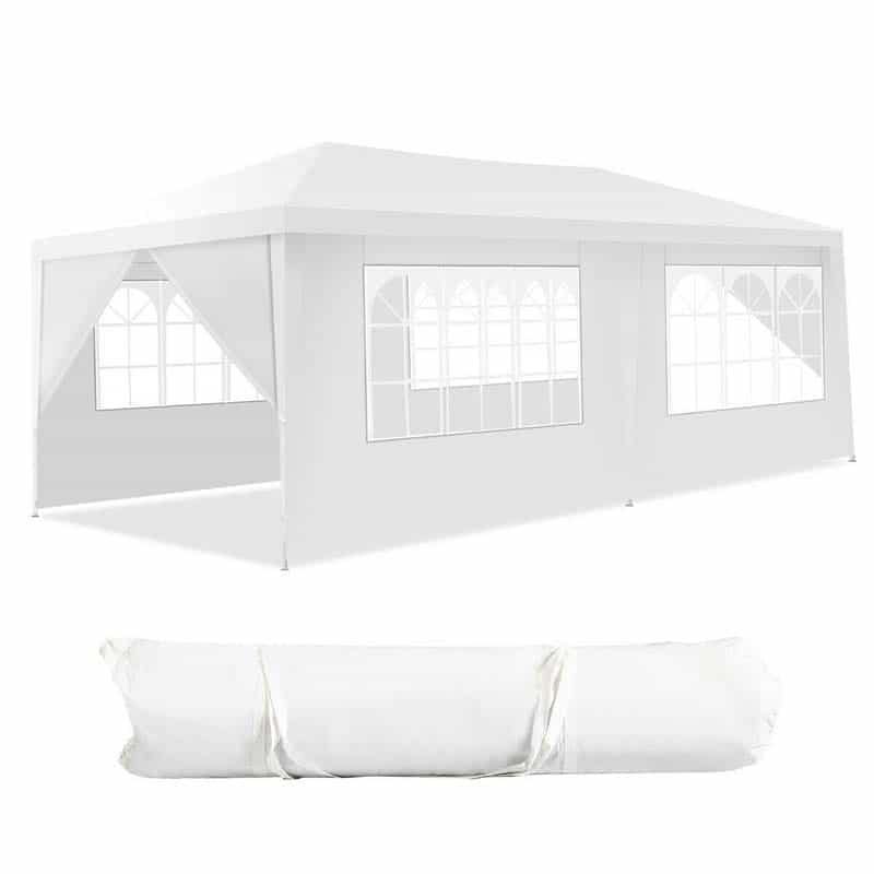 10' x 20' Heavy Duty Canopy Tent with 6 Removable Sidewalls & Roller Bag, Waterproof White Party Wedding Tent for Outdoor Events, Market, Backyard