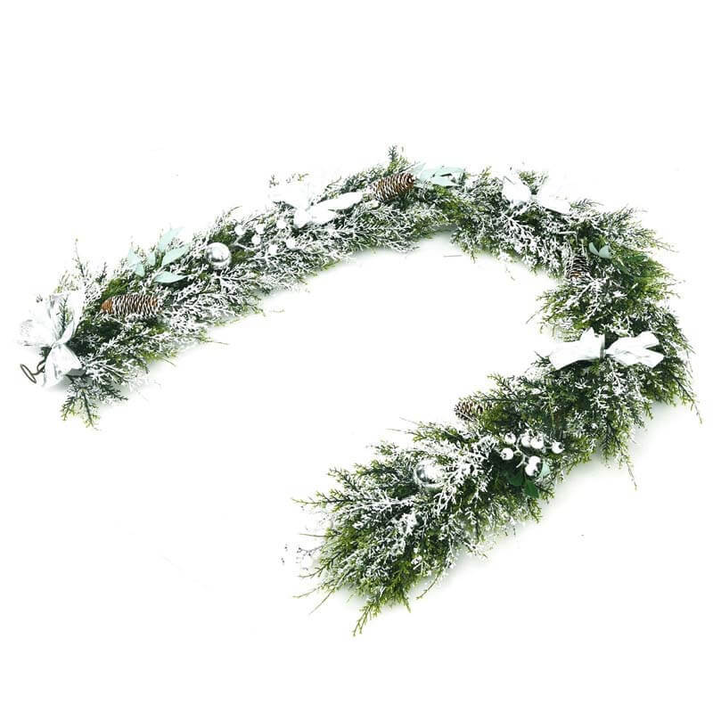 6.5 Feet Snow Flocked Christmas Garland with White Berries and Snowflakes