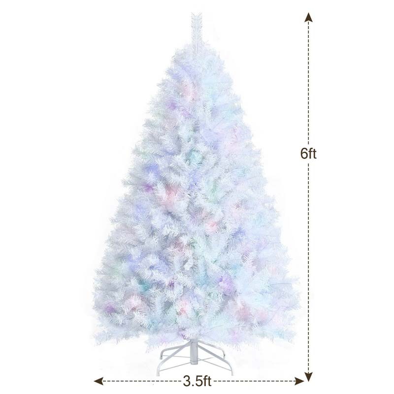 6FT White Iridescent Artificial Christmas Tree, Realistic Lush Xmas Tree with 792 PVC & PET Branch Tips, Metal Stand for Home Mall Holiday Decor