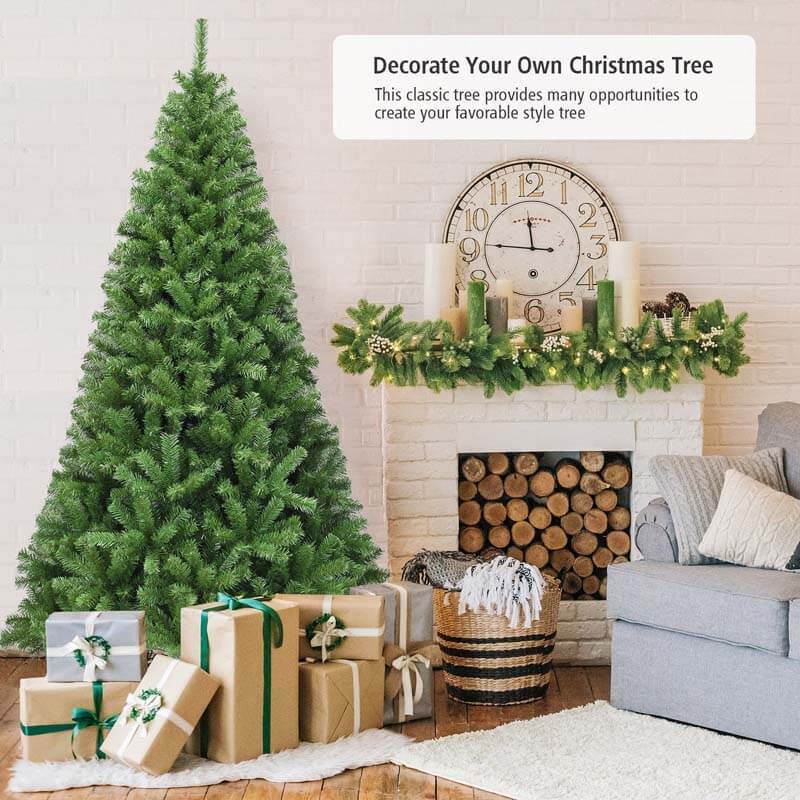 7.5FT Unlit Artificial Christmas Tree with 1346 Branch Tips & Metal Stand, Premium Full Hinged Spruce Xmas Tree for Home Office Holiday Decor