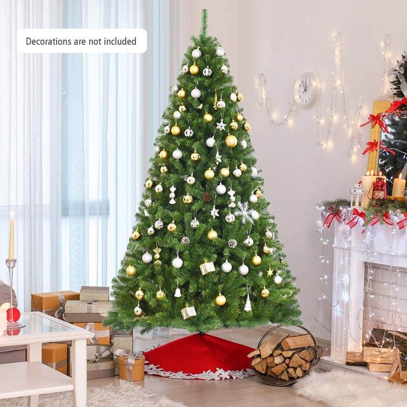 7.5FT Unlit Artificial Christmas Tree with 1346 Branch Tips & Metal Stand, Premium Full Hinged Spruce Xmas Tree for Home Office Holiday Decor