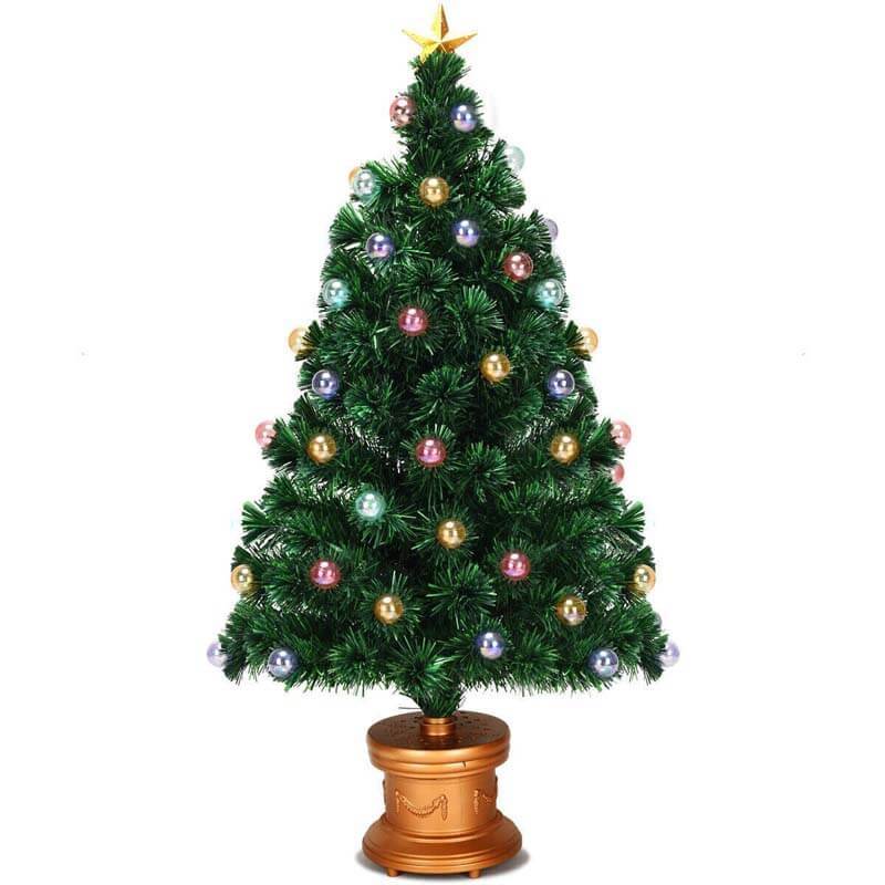 4FT Pre-Lit Fiber Optic Firework Christmas Tree with Multicolored Led Lights