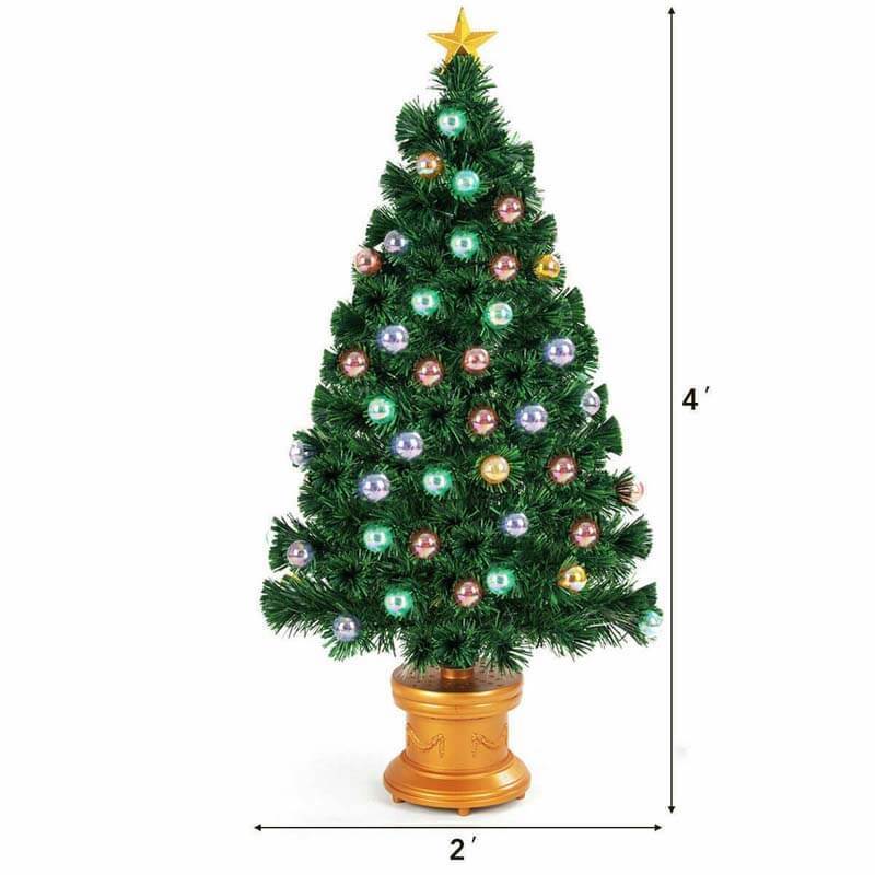 4FT Pre-Lit Fiber Optic Firework Christmas Tree with Multicolored Led Lights