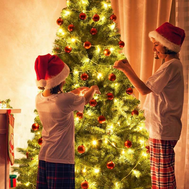 7.5FT Unlit Artificial Christmas Tree with 1346 Branch Tips & Metal Stand, Premium Full Hinged Spruce Xmas Tree for Home Office Holiday Decor