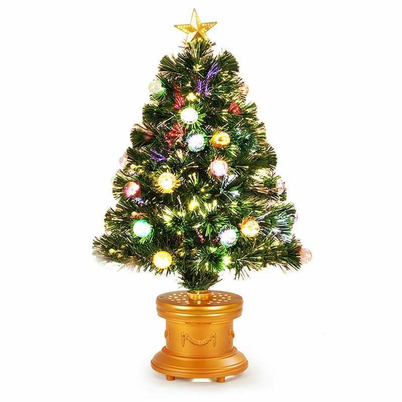 3FT Pre-Lit Fiber Optical Firework Christmas Tree