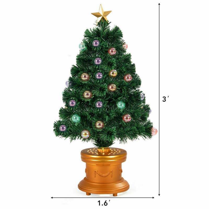 3FT Pre-Lit Fiber Optical Firework Christmas Tree