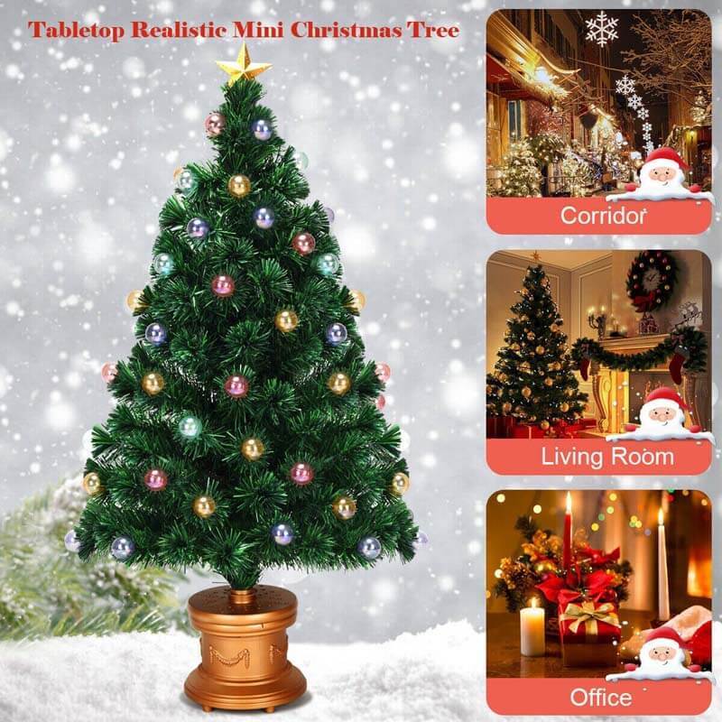 4FT Pre-Lit Fiber Optic Firework Christmas Tree with Multicolored Led Lights