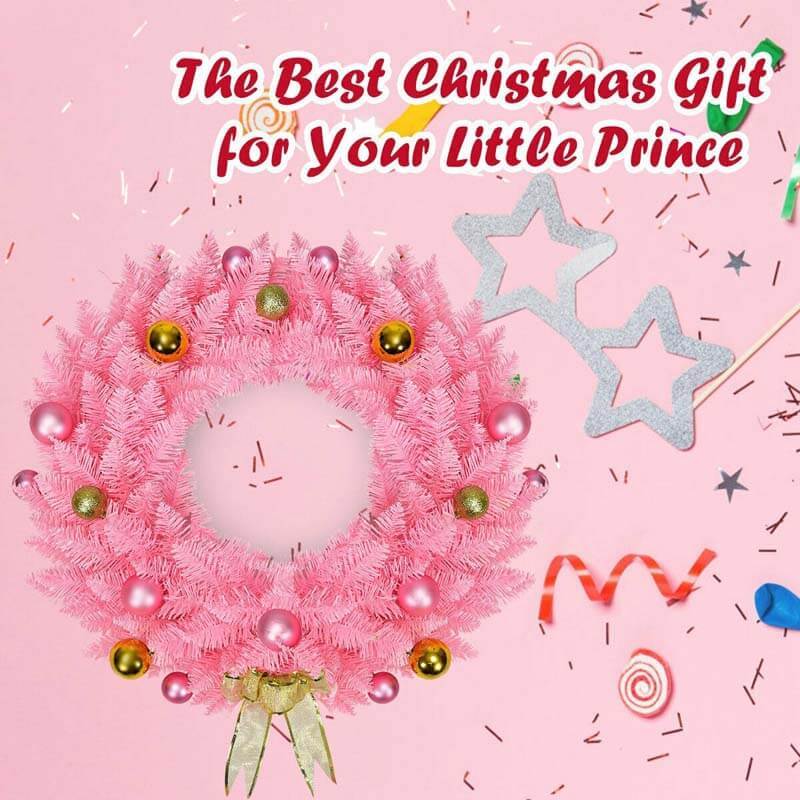 24 Inch PVC Artificial Christmas Wreath Ornament Wreath with Ornament Balls