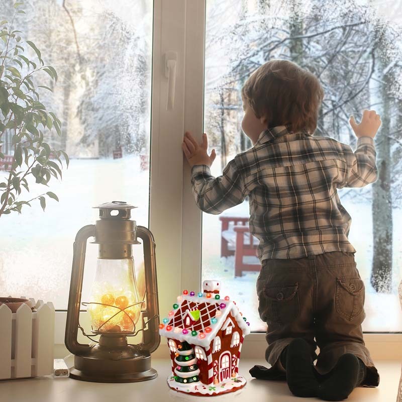 Hand-Painted Ceramic Christmas House with 44 Multicolored Lights