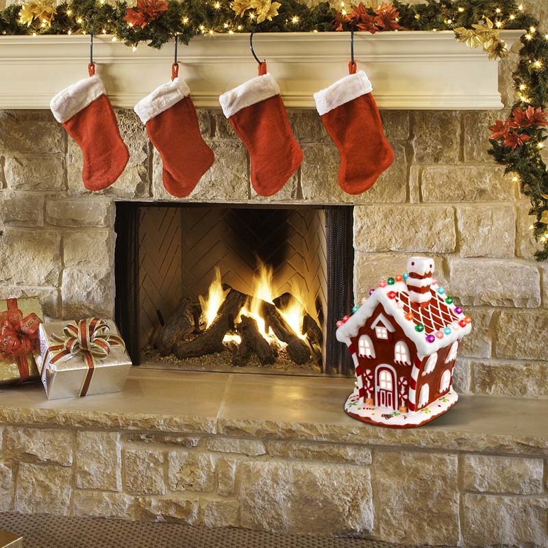 Hand-Painted Ceramic Christmas House with 44 Multicolored Lights