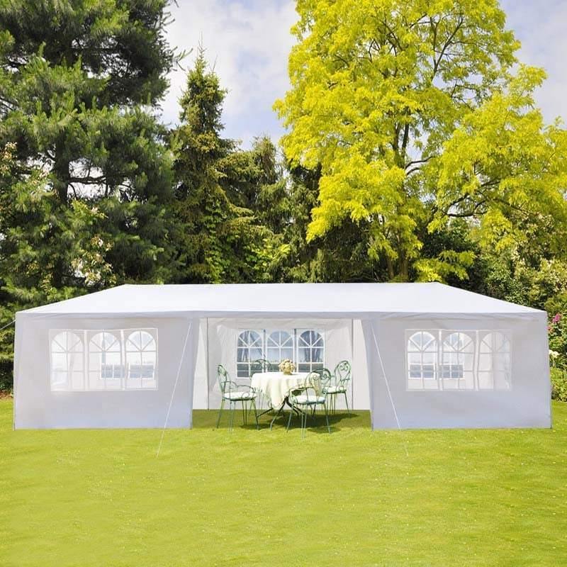 10' x 30' Heavy Duty Canopy Tent with 6 Removable Sidewalls & Zipper Doors, Large White Wedding Party Tent for Outdoor Events, Patio, Backyard, Beach