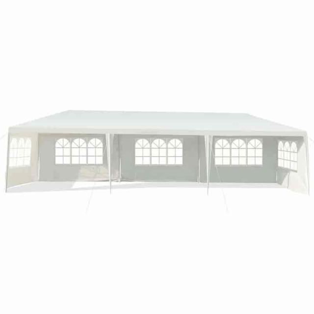 10' x 30' Canopy Tent, White Wedding Party Tent with 5 Removable Sidewalls & Waterproof, Heavy Duty Commercial Canopy for Outdoor Events, Backyard