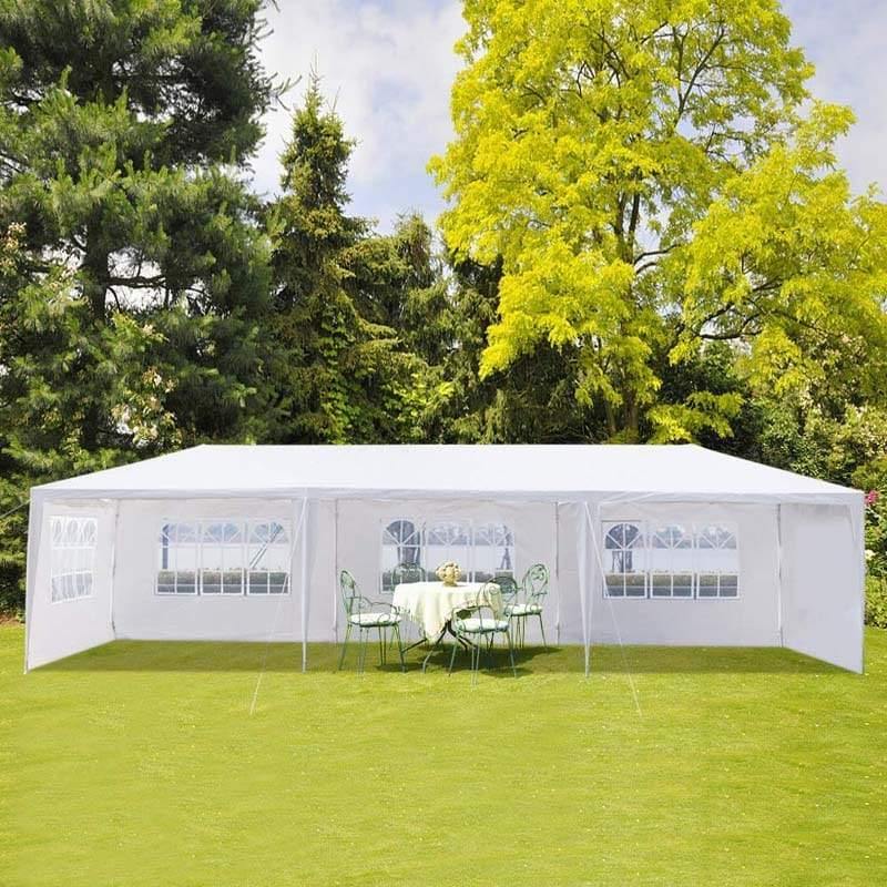 10' x 30' Canopy Tent, White Wedding Party Tent with 5 Removable Sidewalls & Waterproof, Heavy Duty Commercial Canopy for Outdoor Events, Backyard