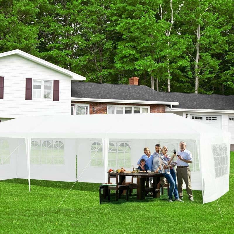 10' x 30' Canopy Tent, White Wedding Party Tent with 5 Removable Sidewalls & Waterproof, Heavy Duty Commercial Canopy for Outdoor Events, Backyard