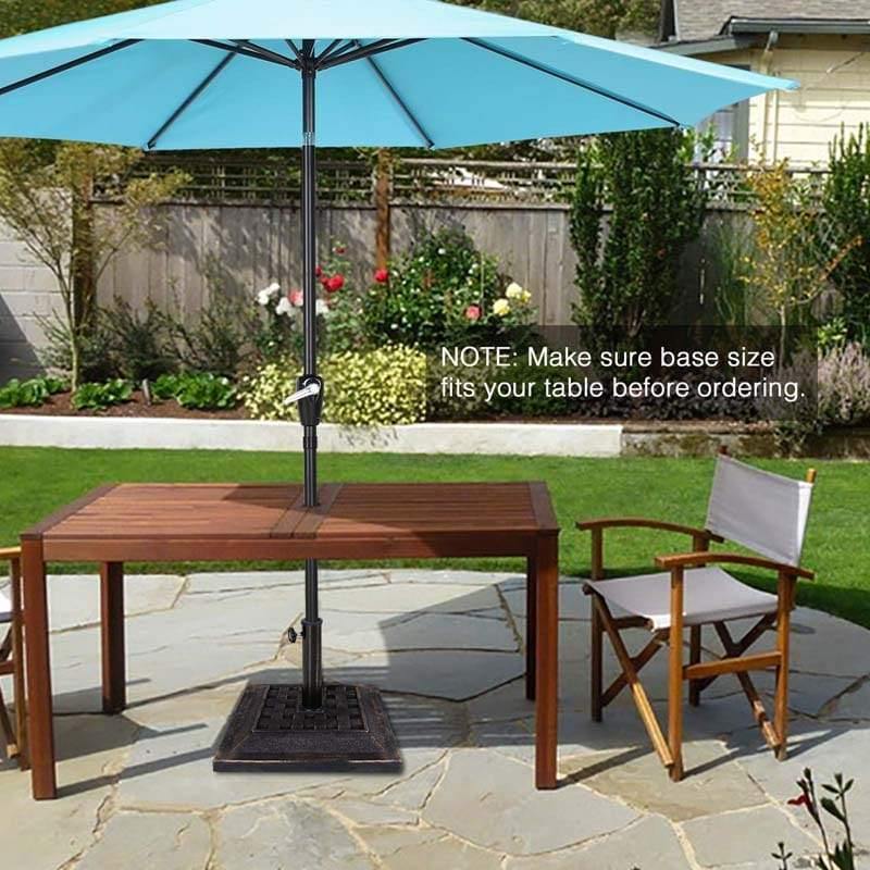 17.5'' Patio Umbrella Base Heavy Duty Outdoor Umbrella Stand Square Cast Iron Tube Umbrella Holder