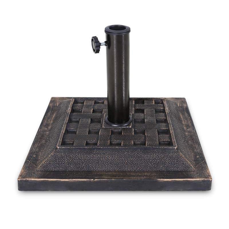 17.5'' Patio Umbrella Base Heavy Duty Outdoor Umbrella Stand Square Cast Iron Tube Umbrella Holder