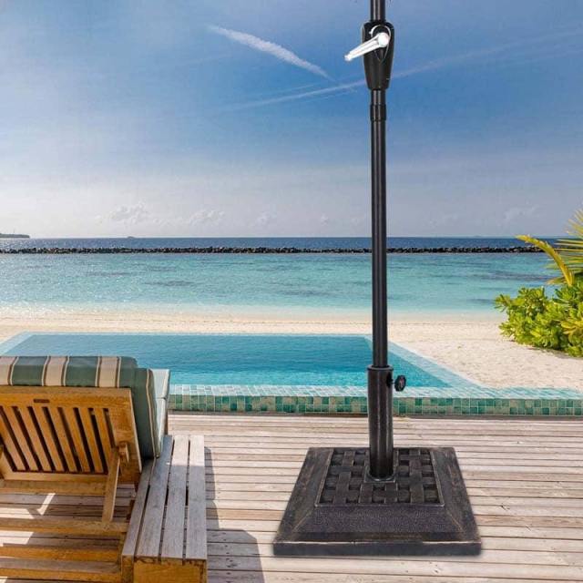 17.5'' Patio Umbrella Base Heavy Duty Outdoor Umbrella Stand Square Cast Iron Tube Umbrella Holder