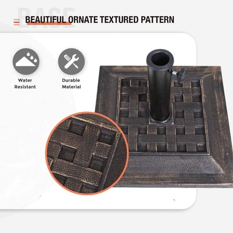 17.5'' Patio Umbrella Base Heavy Duty Outdoor Umbrella Stand Square Cast Iron Tube Umbrella Holder