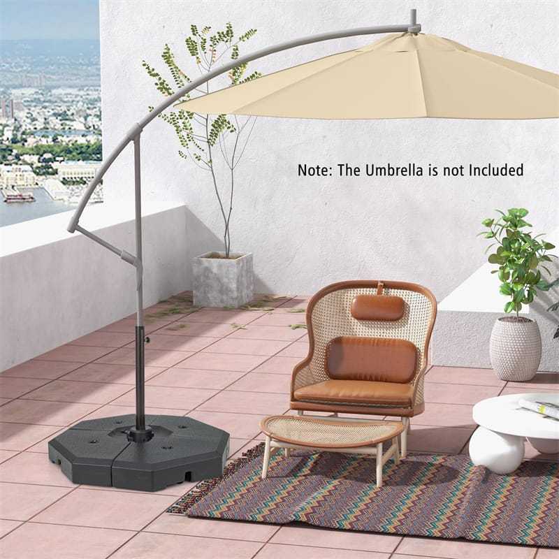 4PCS Patio Offset Umbrella Weights Base Set Octagonal Umbrella Base Weight Water Sand Filled for Cantilever Umbrella with Easy-Filling Spouts