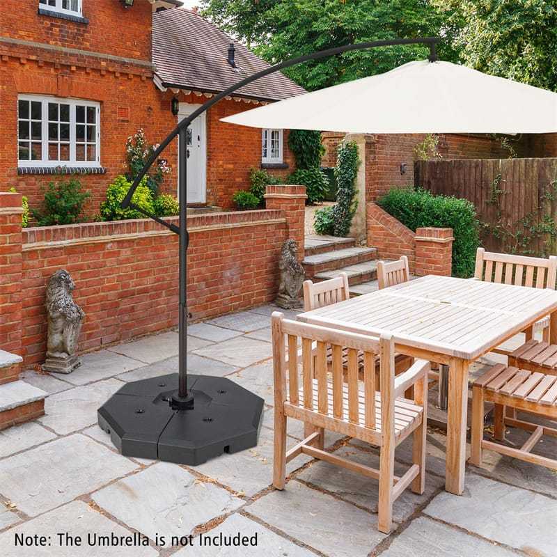 4PCS Patio Offset Umbrella Weights Base Set Octagonal Umbrella Base Weight Water Sand Filled for Cantilever Umbrella with Easy-Filling Spouts