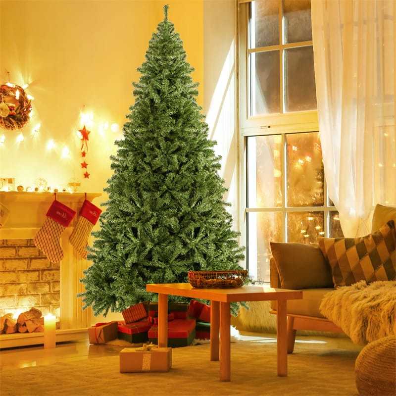 6FT Artificial Christmas Tree Premium Unlit Hinged Spruce Full Tree with 1000 Branch Tips & Metal Stand for Holiday Decorations