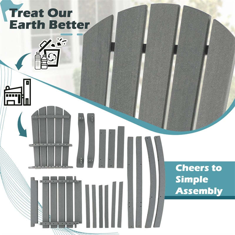 Outdoor HDPE Adirondack Bar Stools Set of 2, 30" Tall Adirondack Chairs with High Backrest & Footrest, 360LBS Capacity for Poolside, Patio