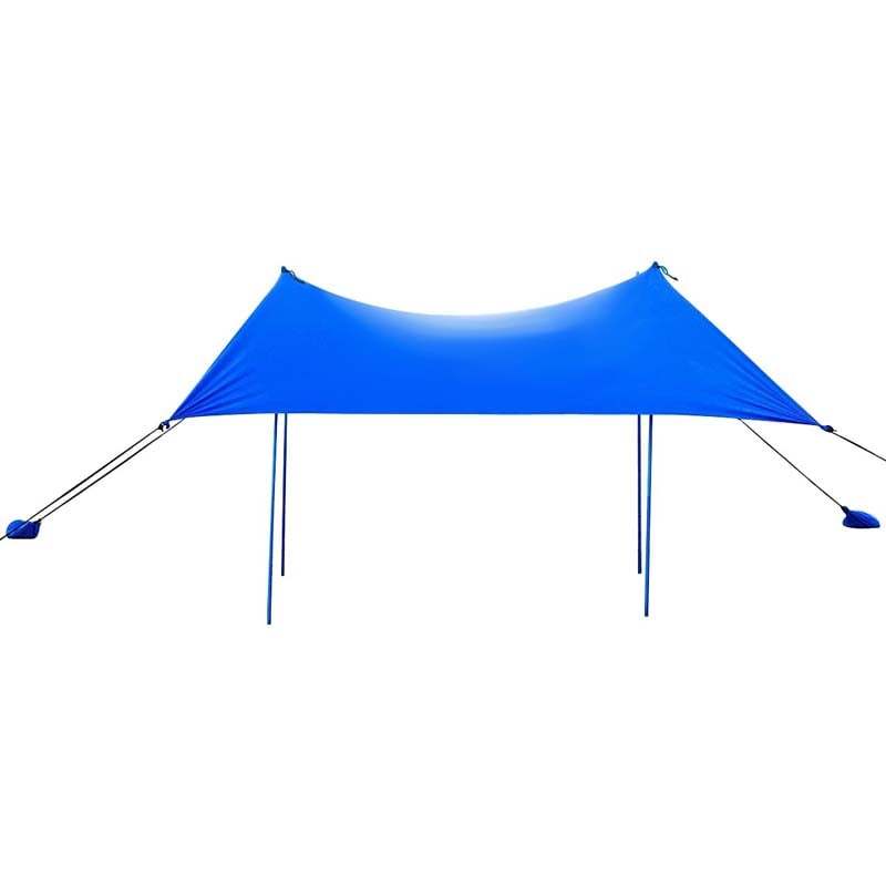 10 FT x 9 FT Family Beach Tent Canopy Outdoor Sunshade with 4 Poles Sandbag Anchors