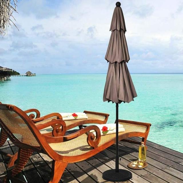 10ft 3 Tier Auto-tilt Patio Market Umbrella with Double Vented
