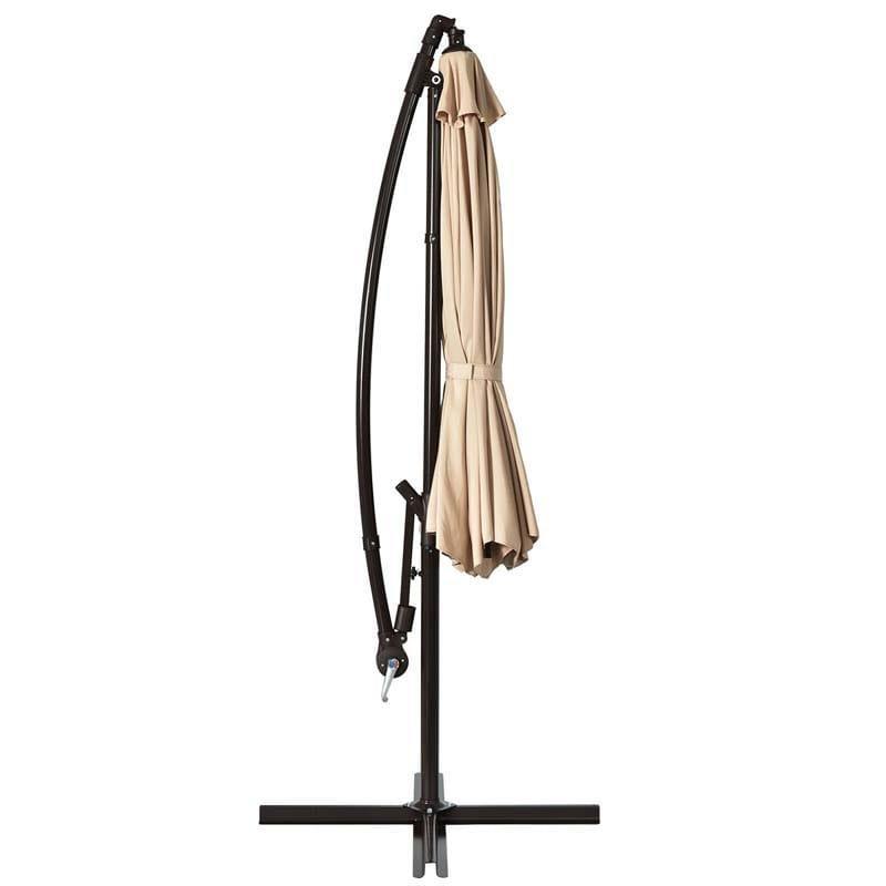10ft Hanging Umbrella Offset Patio Sun Shade Umbrella Outdoor Market Umbrella Tilt Adjustment Cantilever Umbrella with Crank & Cross Base