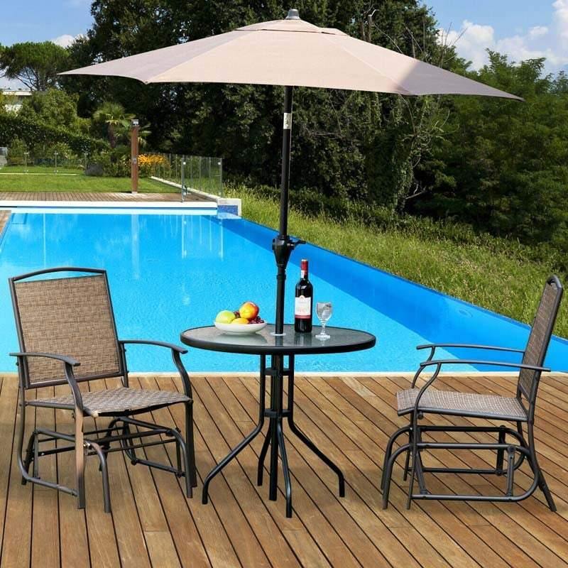 2 PCS Outdoor Glider Chairs Patio Porch Single Swing Glider Rocking Chairs with Metal Frame & Breathable Mesh Fabric