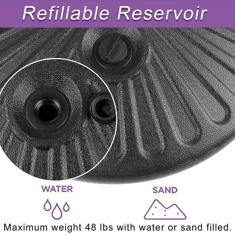 20" Round 23L Water Filled Umbrella Base Self-filled Outdoor Market Umbrella Stand Weight