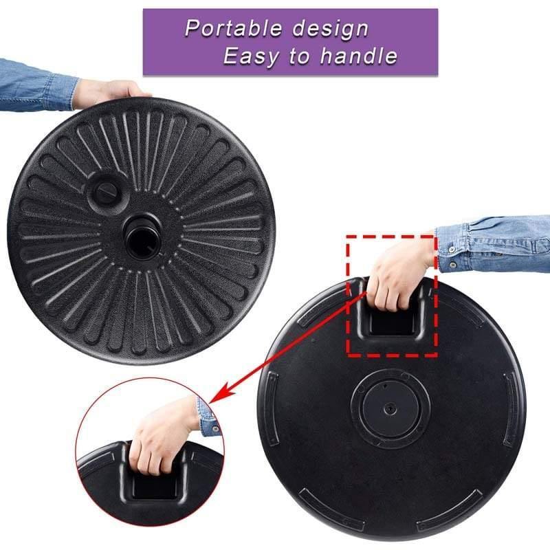 20" Round 23L Water Filled Umbrella Base Self-filled Outdoor Market Umbrella Stand Weight