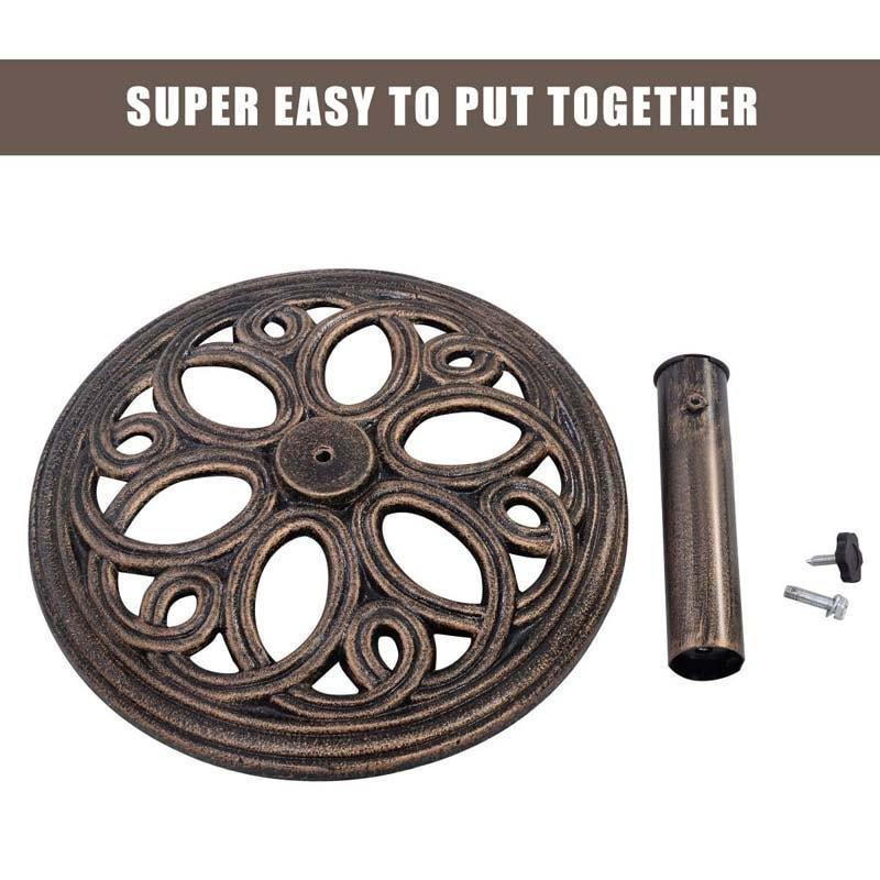 18" Round Patio Umbrella Base 23Lbs Cast Iron Market Umbrella Stand Heavy Duty Umbrella Base