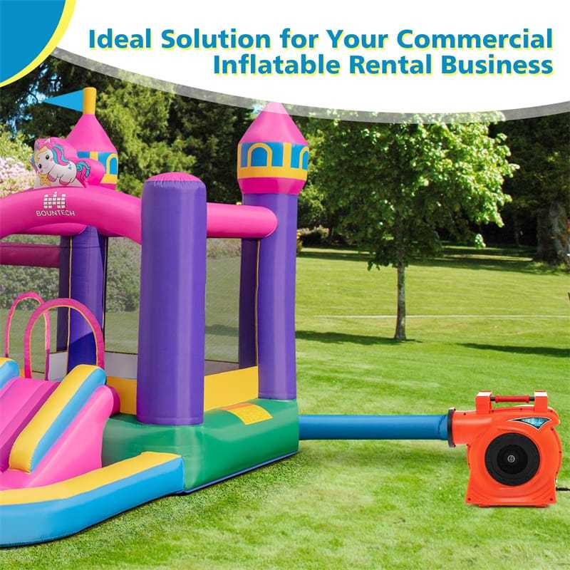 Commercial Air Blower 2HP/1500W Bounce House Blower with Handle, Air Blower Pump Fan for Inflatables Water Slide Bouncy Castle & Holiday Decorations