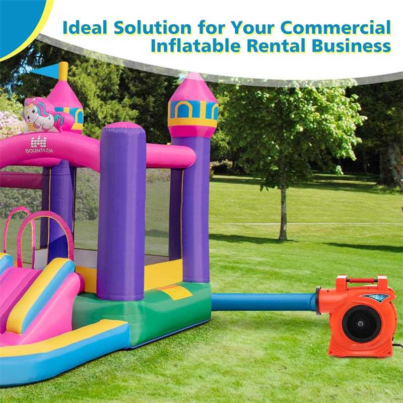 Commercial Air Blower 3HP/2200W Bounce House Blower with Handle, Air Blower Pump Fan for Inflatables Water Slide Bouncy Castle & Holiday Decorations