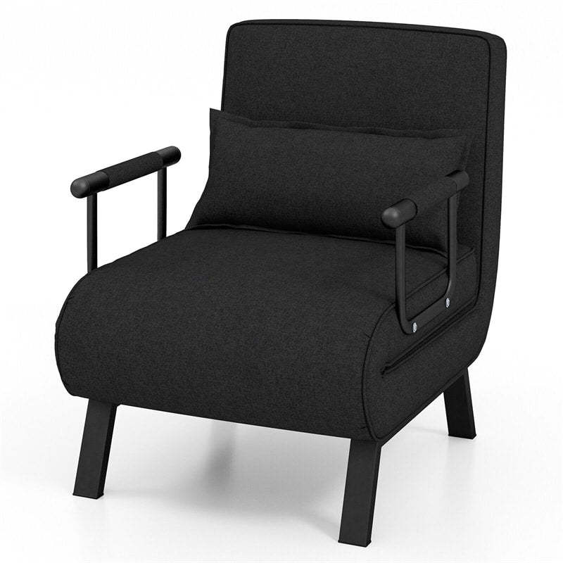 Convertible Sleeper Chair, 4-in-1 Folding Sofa Bed 6-Position Adjustable Backrest w/ Pillow, Reclining Chaise Sleeper Sofa for Living Room