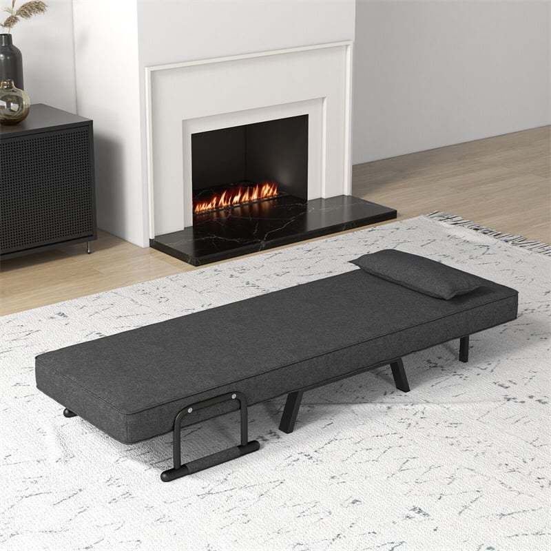 Convertible Sleeper Chair, 4-in-1 Folding Sofa Bed 6-Position Adjustable Backrest w/ Pillow, Reclining Chaise Sleeper Sofa for Living Room